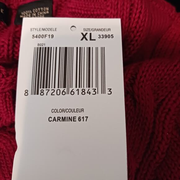 Jeanne Pierre Carmine Red Cotton Textured Sweater NWT Sz XL - Picture 8 of 10